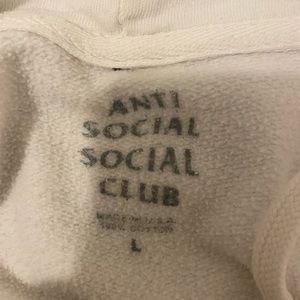 anti social hoodie, white with logo in black!
